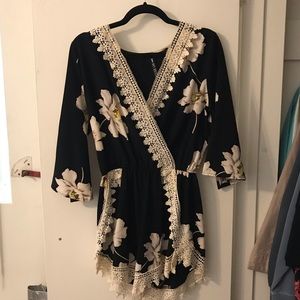 Floral and Lace Romper